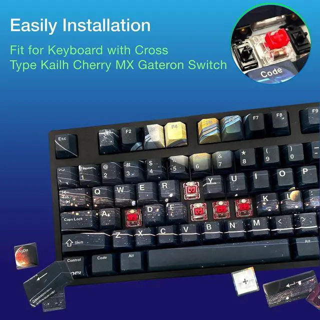 Alt view image 3 of 5 - GUNMJO PBT Dye-Sublimation Astronaut Keycaps for Gaming Keyboard with Cherry Gateron MX Switches Mechanical Keyboard, OEM Profile 61/87 /Full 104 Keys US Layout Compatible Keys with 6.25U Space Bar