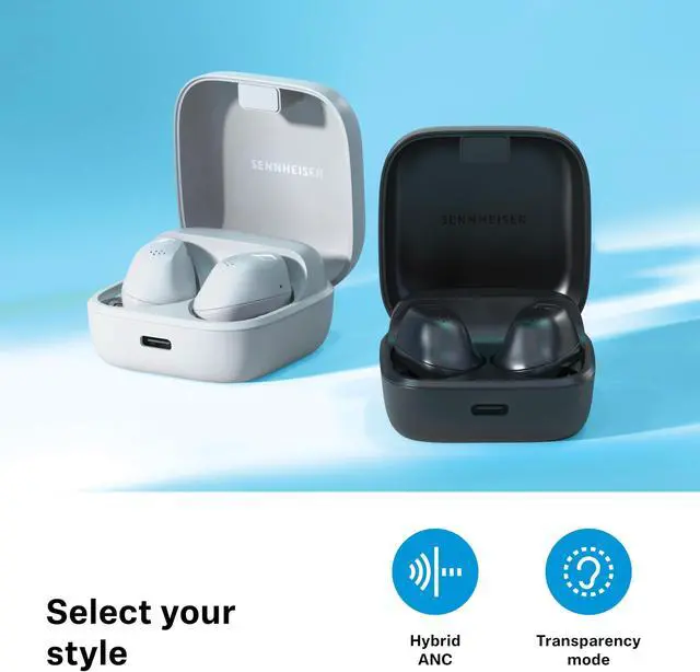 Alt view image 5 of 5 - Sennheiser ACCENTUM True Wireless Earbuds - Crystal-Clear Sound with Hybrid ANC, Ergonomic Design, 28-Hour Battery Life, Touch Interface and Dual Mic Call Quality - White