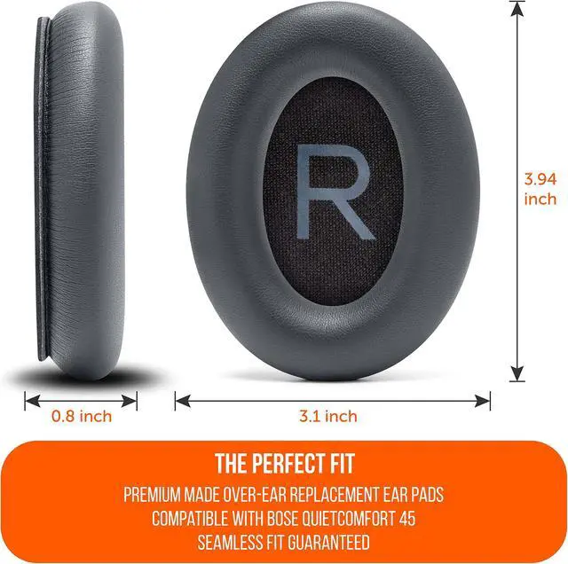 Alt view image 5 of 5 - WC PadZ QC45 - Earpads for Bose QuietComfort 45 / QuietComfort Se/QuietComfort Wireless, Made by Wicked Cushions | Extra Thick Cushion | Premium Durable Stitching | Eclipse Grey