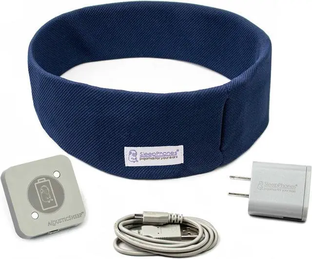 Main image of SleepPhones Effortless V8 Sleep Headphones by AcousticSheep | 24-Hour Battery | Original Comfortable Bluetooth Headphones with Wireless Induction Charging (Small, Nighttide Navy Breeze, US Wall Plug)