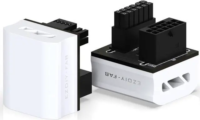 Main image of EZDIY-FAB 12VHPWR 12+4 Pin Angle Connector Power Adapter for RTX40' Series Graphics Card, Supports 600W Output, Comptatible to RTX4090,4080,4070ti -180 Degrees STD Type- White-1 Pack