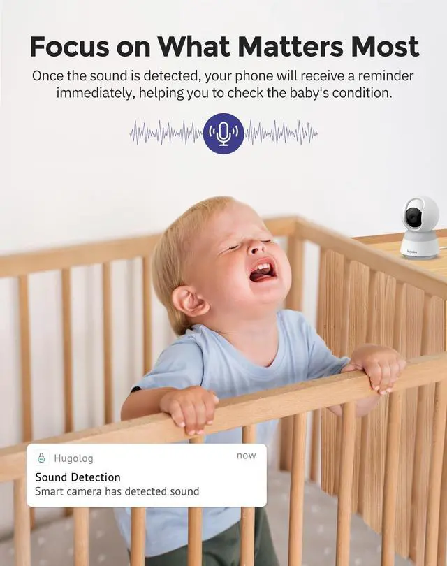 Alt view image 4 of 5 - Hugolog 3K 5MP Indoor Pan/Tilt Security Camera with Auto-Focus,2.4 GHZ/5 GHZ,Ideal for Baby Monitor/Pet Camera,Starlight Color Night Vision,Human/Pet AI,Noise Reduction,US Cloud,Works with Alexa