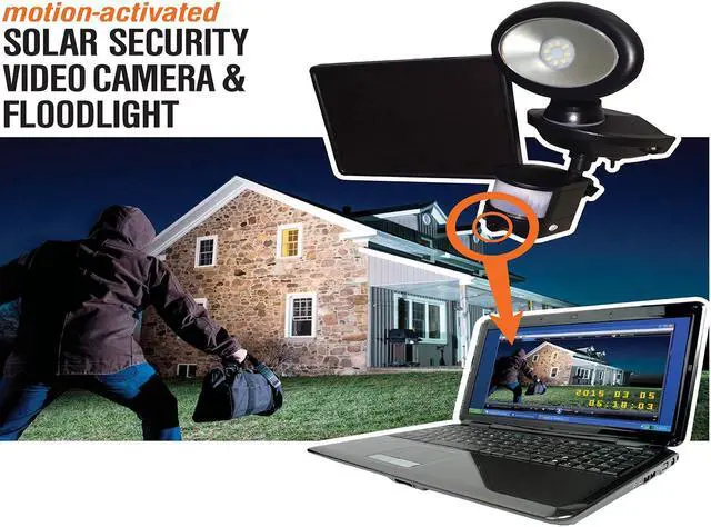 Alt view image 2 of 4 - Maxsa 44643-CAM-BK Solar Security Video Camera and Spotlight-Black