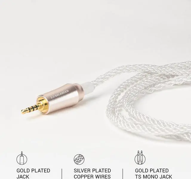 Alt view image 3 of 5 - MEZE AUDIO Mono 3.5mm to Balanced 2.5mm Silver-Plated Headphone Cable 3.9ft.
