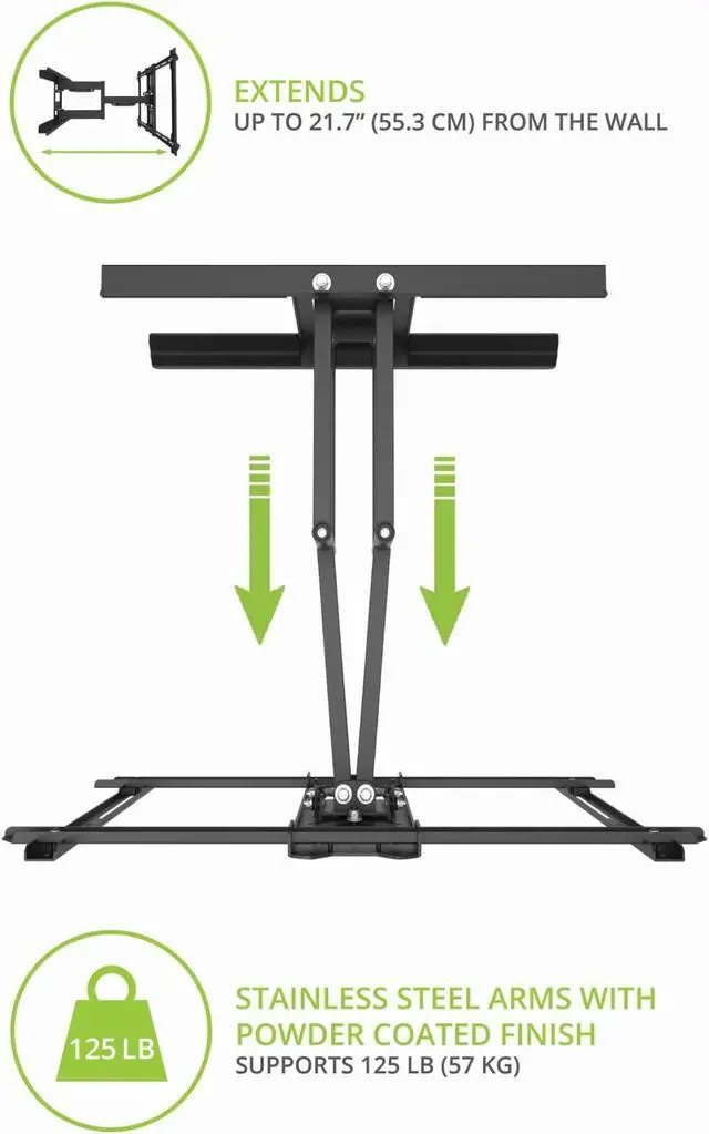 Alt view image 5 of 5 - Kanto PDX650SG Stainless Steel Outdoor Full Motion TV Mount for 37" to 75" TVs Up to 125 lb | Stainless Steel Arms | Integrated Cable Management | Low Profiles | 21.7" Extension | Black