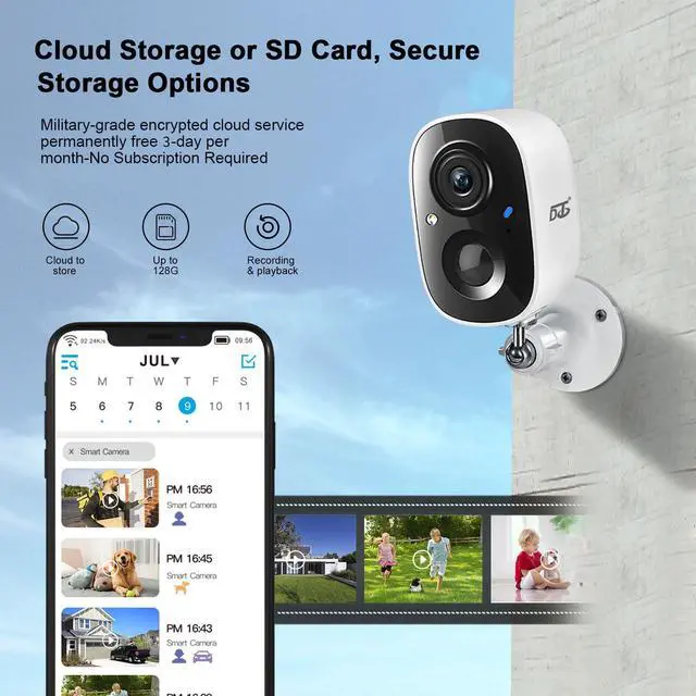 Alt view image 5 of 5 - DCT Security Cameras Wireless Outdoor: WiFi Battery Cameras for Home Outside 2K Color Night Vision Motion Detection Surveillance Cameras Two-Way Audio Siren Alarm Spotlight(White)