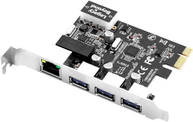 Main image of SIIG 3 Port PCI Express USB 3.0 Adapt Card + Gigabit Ethernet LAN - Standard & Low - Profile Windows Server,7,8,8.1,10 PCsPCs (LB-US0614-S1)