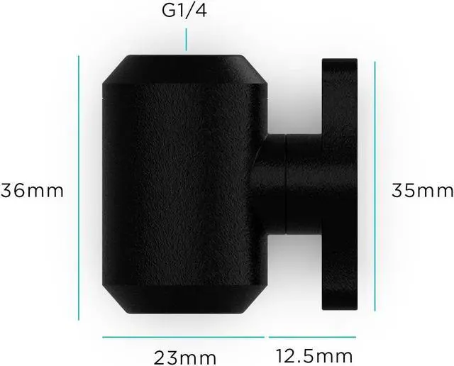Alt view image 2 of 2 - PrimoChill Female to Female G 1/4 Drain Valve - Satin Black
