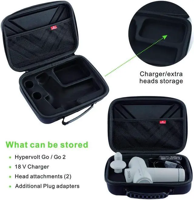 Alt view image 3 of 5 - Carrying Case Compatible with Hypervolt Go 2 Hard Shell Travel Storage Organizer Bag for Hypervolt GO and Accessories