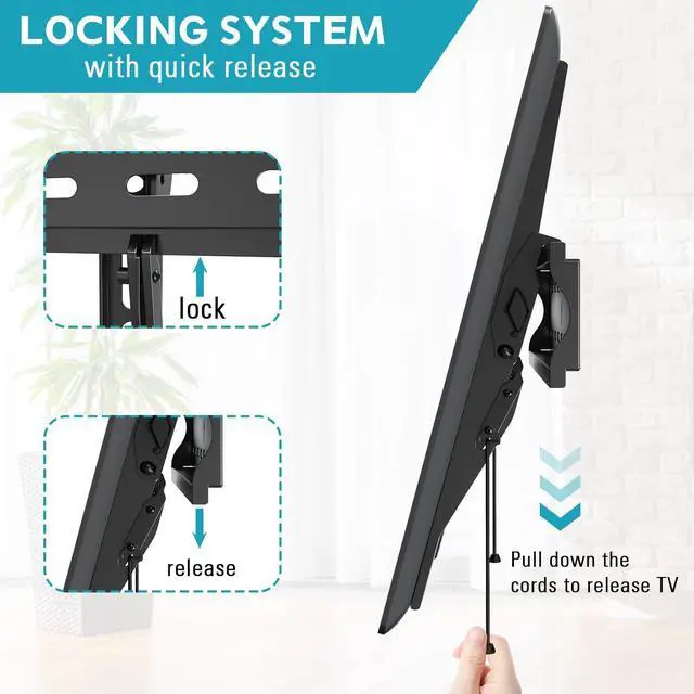 Alt view image 3 of 5 - MOUNTUP Tilting TV Wall Mount for 26-55 Inch TVs & Single Stud TV Wall Mount Swivel TV Wall Mount