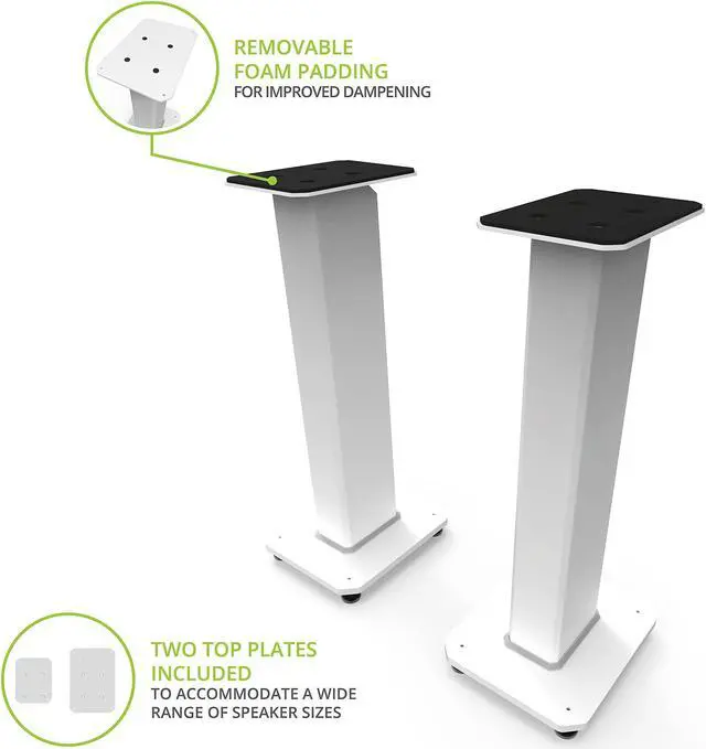 Alt view image 2 of 5 - Kanto SX26 Universal Fillable Speaker Floor Stands for Bookshelf Speakers | 26" Tall | Adjustable Isolation Feet | Dedicated Cable Channel | Fill Bags & Level Incl. | Pair | White
