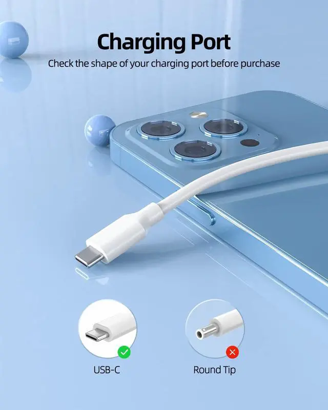 Alt view image 2 of 5 - 65W 45W USB C AC Charger Fit for Google Pixelbook,Pixelbook Go GA00526-US M3 GA00519-US Type C Laptop Power Supply Adapter Cord