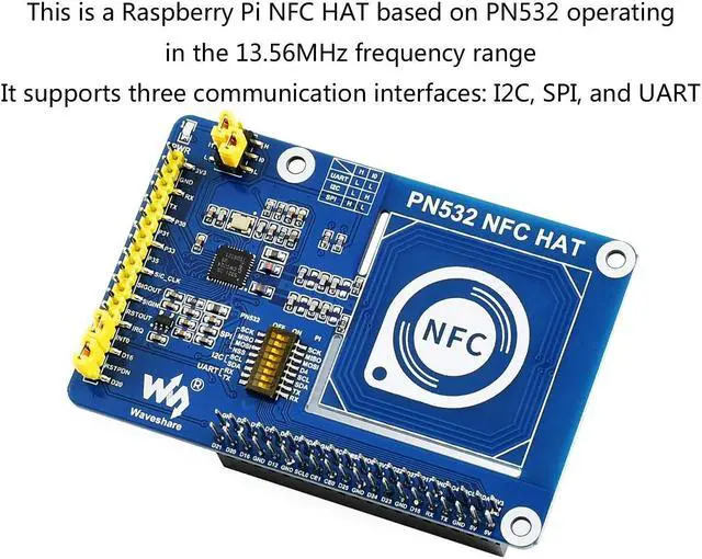 Alt view image 2 of 5 - PN532 NFC HAT for Raspberry Pi 4B/3B+/3B/2B/Zero/Zero W - I2C / SPI/UART Interface, Supports Various NFC/RFID Cards