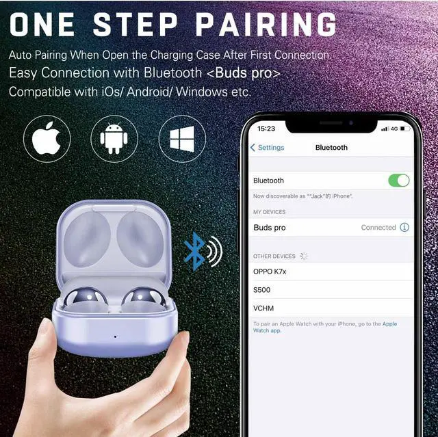 Alt view image 5 of 5 - UrbanX Street Buds Pro Bluetooth Earbuds for Motorola Moto G Stylus 5G True Wireless, Noise Isolation, Charging Case, Quality Sound, Water Resistant (US Version) - Amethyst Purple