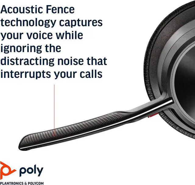Alt view image 4 of 5 - Poly - Voyager Focus 2 Office USB-A (Plantronics) - Bluetooth Stereo Headset with Boom Mic - USB-A PC/Mac/Desk Phone Compatible - Active Noise Canceling - Works with Teams (Certified), Zoom & More