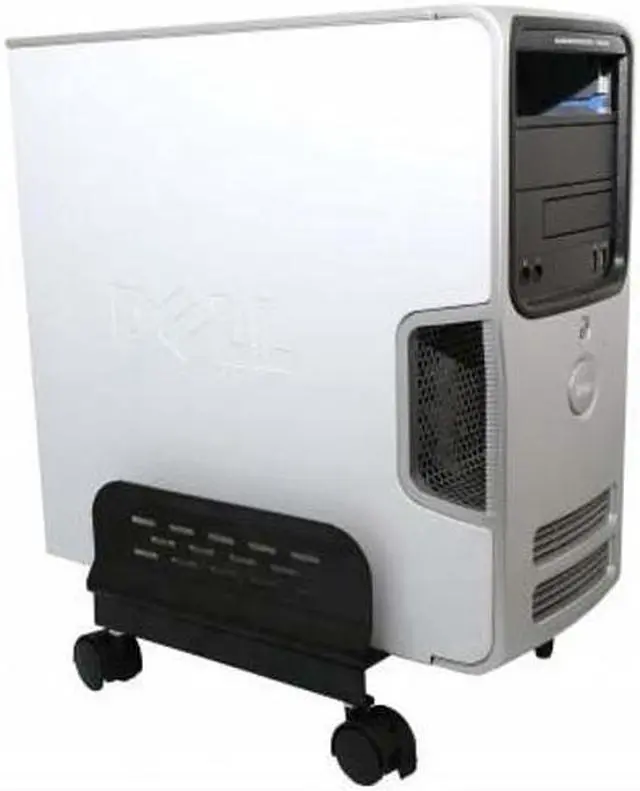 Alt view image 2 of 5 - IO Crest Mobile Desktop Tower Computer Metal Floor Stand Rolling Caster Wheels with Tall Support Walls and Adjustable Width from 5" to 13"