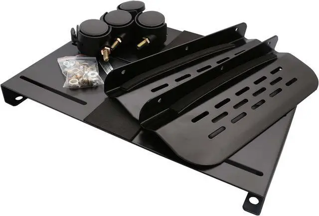 Alt view image 5 of 5 - IO Crest Mobile Desktop Tower Computer Metal Floor Stand Rolling Caster Wheels with Tall Support Walls and Adjustable Width from 5" to 13"