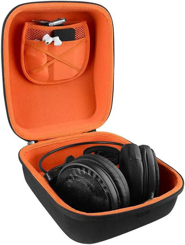 Alt view image 3 of 5 - Geekria Shield Headphones Case Compatible with Audio-Technica ATH-R30x, ATH-R50x, ATH-AD900X, ATH-AD500X, ATH-R70X, Replacement Hard Shell Travel Carrying Bag with Cable Storage (Black)