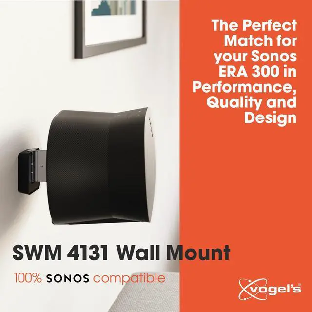 Alt view image 2 of 5 - Vogel's SWM 4131 Speaker Wall Bracket for Sonos ERA 300, Max. 11 lbs (5 kg), Tiltable -30º/+30º, Swivels up to 60º (Left/Right), Black, 1 Bracket