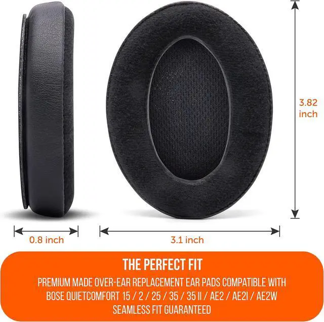 Alt view image 5 of 5 - WC Upgraded Replacement Ear Pads for Bose QC15 Headphones Made by Wicked Cushions- Supreme Comfort - Compatible with QC25 / QC2 / AE2 / AE2i / AE2W - Extra Durable | (Velour)