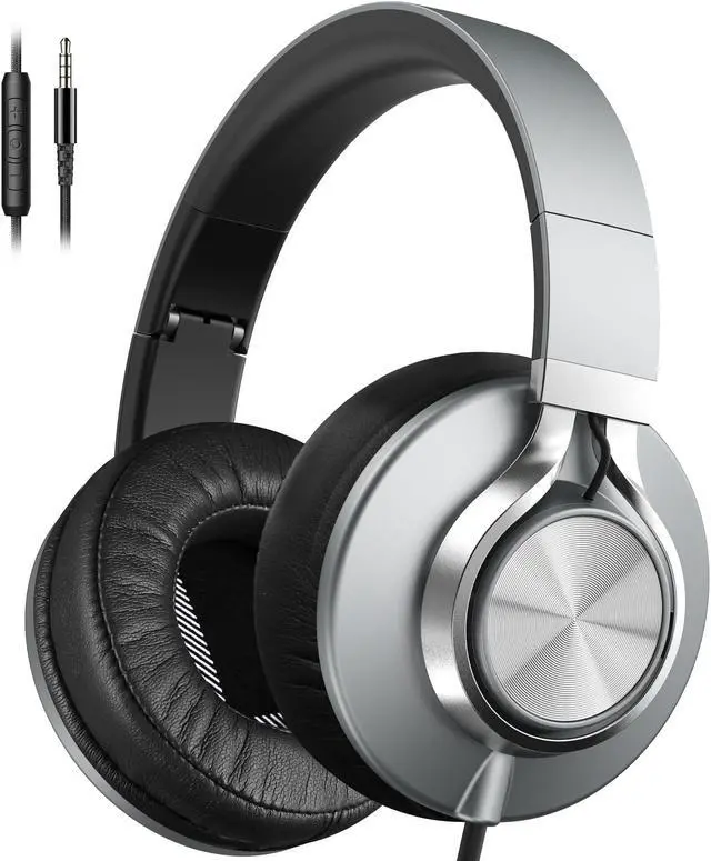 Main image of AILIHEN Headphones Wired with Microphone & Volume Control, Over-ear Foldable Noise Isolation Headsets 3.5mm for Teens Adult (Grey)