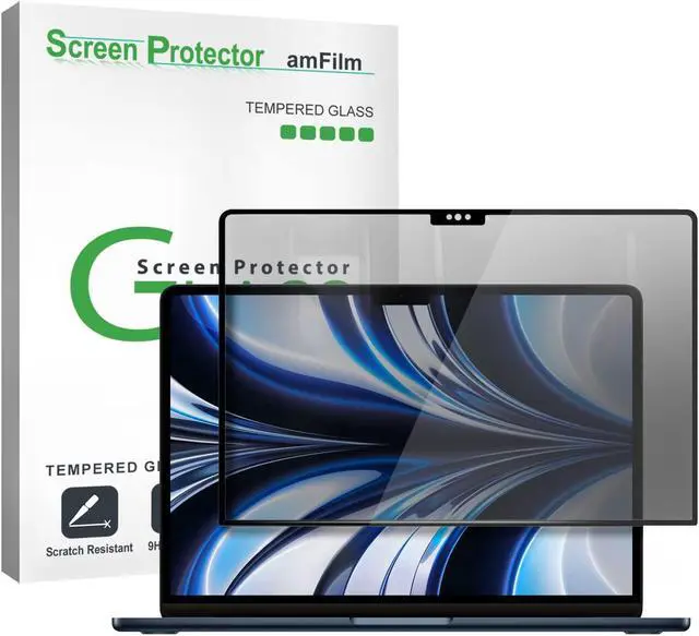 Main image of amFilm New MacBook Air 13.6 inch (2025, M4)(2024, M3)(2022, M2) Privacy Glass Screen Protector Model A2681 [9H Hardness][ Anti-Scratch][ Anti-fingerprint]