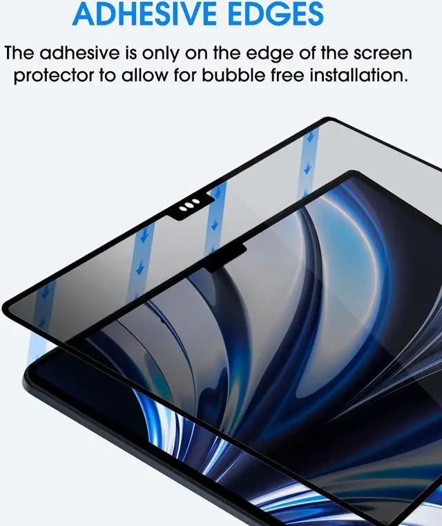 Alt view image 3 of 5 - amFilm New MacBook Air 13.6 inch (2025, M4)(2024, M3)(2022, M2) Privacy Glass Screen Protector Model A2681 [9H Hardness][ Anti-Scratch][ Anti-fingerprint]