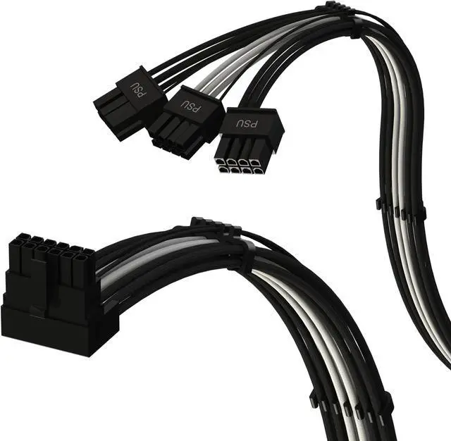 Main image of LINKUP - AVA Left Angle PCIE 5.0 16Pin (12+4) to 3x8Pin | 16AWG Sleeved | Compatible with RTX50 RTX40 RTX30 FE FE | Designed for Corsair/ThermalTake PSUs Only | 70cm