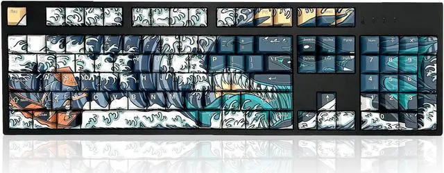 Main image of GUNMJO PBT Dye-Sublimation Ocean Wave Keycaps for Gaming Keyboard with Cherry Gateron MX Switches Mechanical Keyboard, OEM Profile 61/87 /Full 104 Keys US Layout Compatible Keys with 6.25U Space Bar