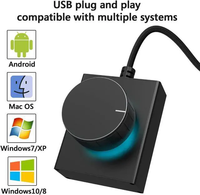 Alt view image 3 of 5 - Geekria Volume Control Knob with Rotate Volume Adjustment & One Key Mute Function, PC/Phone Remote Audio Control Adapter, Support Win 7, 8, 10, MAC, Android, USB or USB-C (Black)