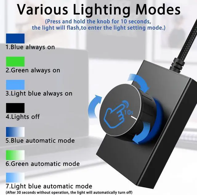 Alt view image 4 of 5 - Geekria Volume Control Knob with Rotate Volume Adjustment & One Key Mute Function, PC/Phone Remote Audio Control Adapter, Support Win 7, 8, 10, MAC, Android, USB or USB-C (Black)