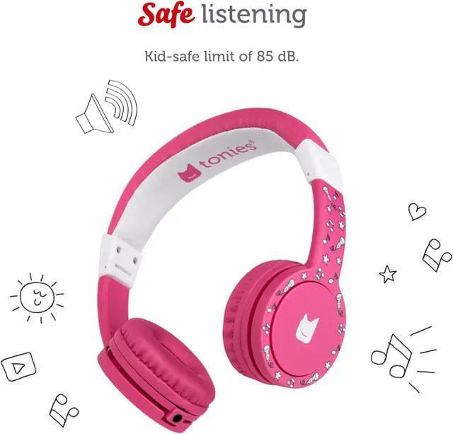 Alt view image 3 of 5 - Tonies Foldable Wired Headphones for Kids - Comfortably Designed to fit On-Ear - Works with Toniebox and All 3.5mm Devices - Pink