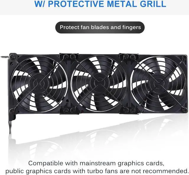 Alt view image 3 of 5 - GDSTIME Graphic Card Fans, PCI Slot 3 x 90mm 92mm Fans, Graphics Card Cooler, Video Card VGA Cooler