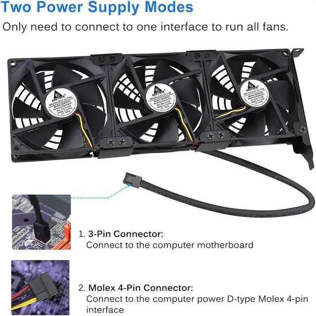 Alt view image 5 of 5 - GDSTIME Graphic Card Fans, PCI Slot 3 x 90mm 92mm Fans, Graphics Card Cooler, Video Card VGA Cooler
