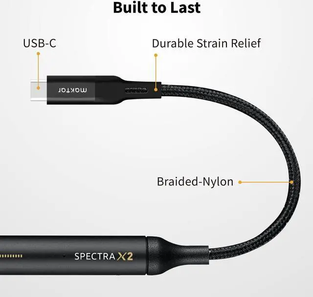 Alt view image 5 of 5 - Maktar Spectra X2 Portable DAC & Headphone Amp: High Resolution 32bit / 384kHz DAC for iPhone 15, USB-C DAC Devices, & PC