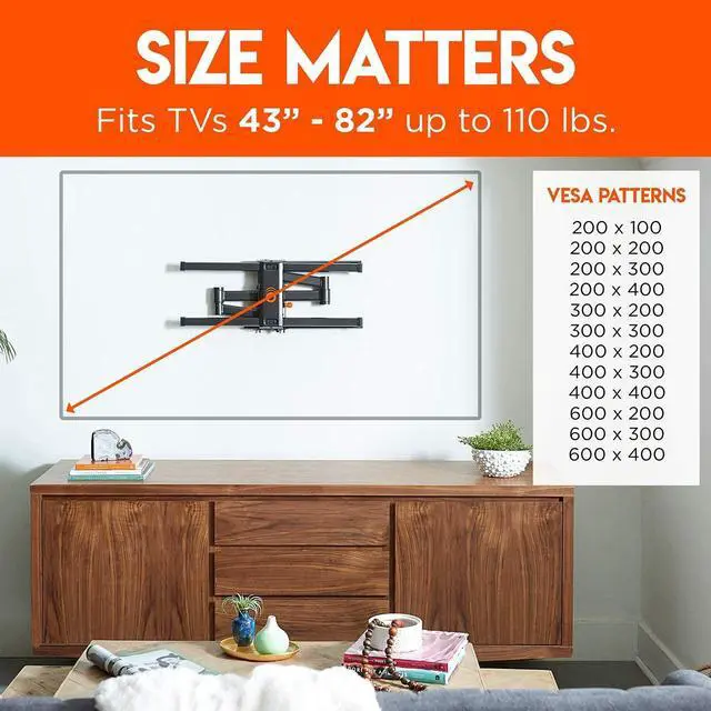 Alt view image 3 of 5 - ECHOGEAR Full Motion Articulating Wall Mount & Sound Bar Mounting Bracket - for TVs Up to 82" - Height Adjustable Soundbar Mount