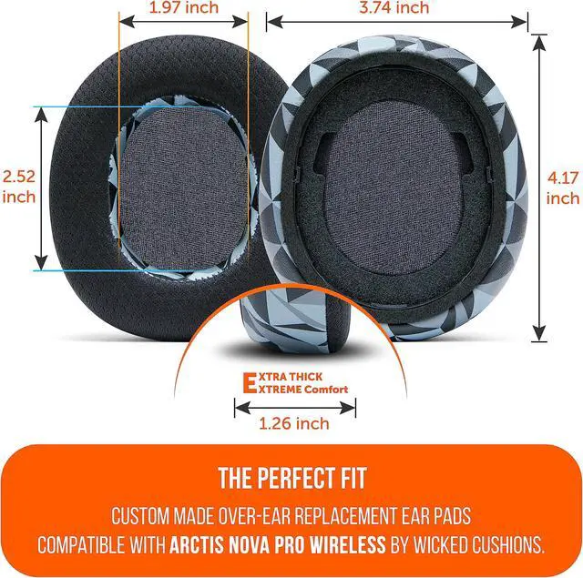 Alt view image 5 of 5 - WC Freeze Nova Pro Wireless - Cooling Gel Earpads for Arctis Nova Pro Wireless ONLY (Doesnt Fit Other Models), Made by Wicked Cushions, Improved Durability, Thickness & Sound Isolation | Geo Grey