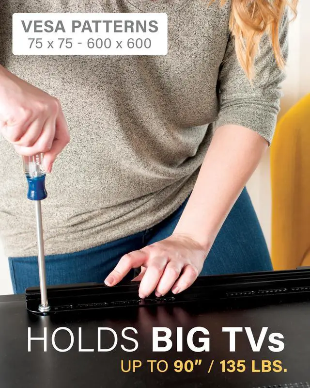Alt view image 3 of 5 - SANUS No Stud TV Wall Mount - Low Profile 22 to 55 inch TV Wall Mount with Easy DIY Install - Includes Built-in Safety Latch, All Hardware & Lateral Shift