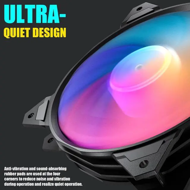 Alt view image 3 of 5 - upHere 120mm Silent RGB Case Fan Adjustable Colorful Computer Cooling Fans,5-Pack 1,PF1206-5