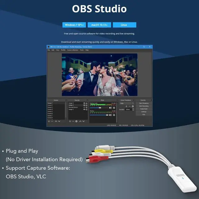 Alt view image 4 of 5 - External USB Video Capture Card - August VGB300 - Transfer VHS Home Videos to Mac OS and PC Windows - S-Video and Composite in