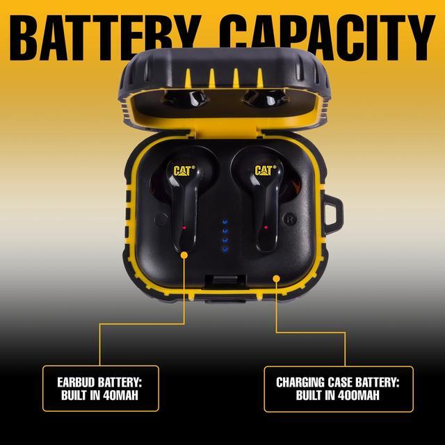 Alt view image 5 of 5 - CAT Bluetooth Noise Canceling Ear Buds - Rugged Wireless Work Earbuds, Bluetooth Work Headphones, Dust Proof, Shock Proof, Water Resistant, Compatible with Apple, Android