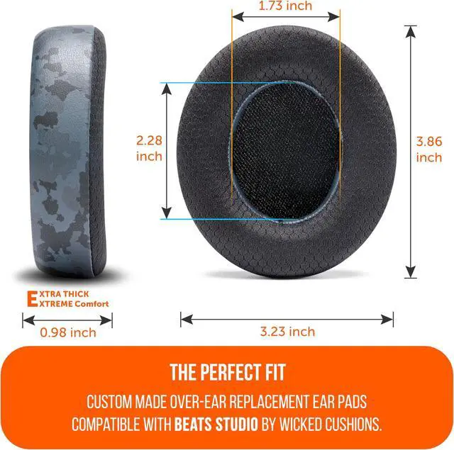 Alt view image 5 of 5 - WC Freeze Studio - Cooling Gel Ear Pads for Beats Studio 2 & 3 (B0501, B0500) Wired & Wireless | Does NOT Fit Beats Solo | Enhanced Foam, Stronger Adhesive, Cooler for Longer | Black Camo