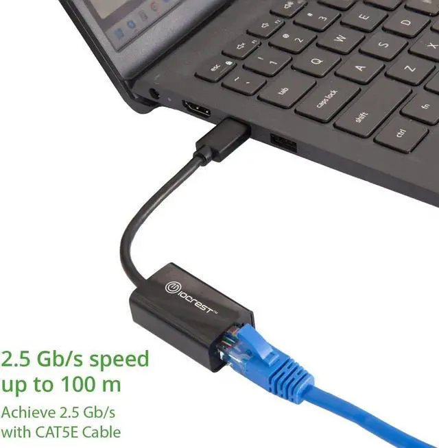 Alt view image 3 of 3 - IO CREST USB Type-C 2.5 Gigabit RJ45 LAN Network Adapter 10/100/1000/25000 Mbps Black (SY-ADA24083)