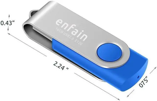 Alt view image 5 of 5 - Elevate Your Data Storage with Enfain's 16GB USB 2.0 Flash Drives: 10 Pack of Stylish Blue Swivel Thumb Drives with LED Indicators and 12 White Labels for Easy Content Organization