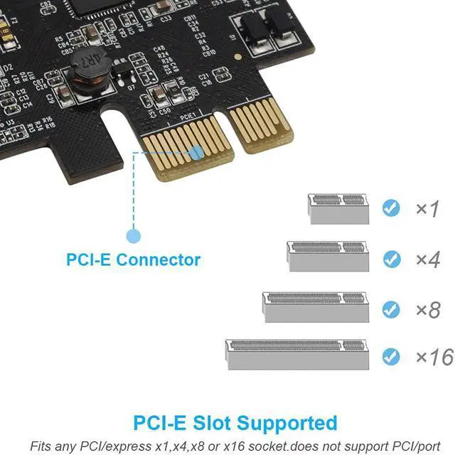 Alt view image 2 of 5 - PCI-E to USB 3.0 4 Ports(1 X USB-C - 3 X USB-A) Expansion Card, PCI Express USB Add in Expansion Card, Internal USB3 Hub for Desktop PC Host Card Support Windows 10/8/7/XP and MAC OS 10.8.2 Above