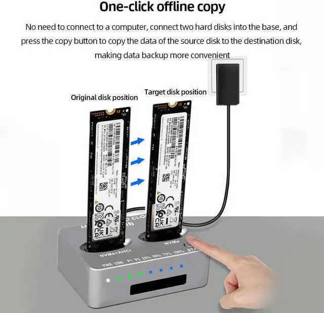 Alt view image 4 of 5 - M.2 NVMe SSD Dock AHCI Duplicator Cloner USB3.2 20G SSD Dual-Bay Offline Clone USB C to NVME Docking Station Mobile Hard Drives Dock for Mac Window Linux