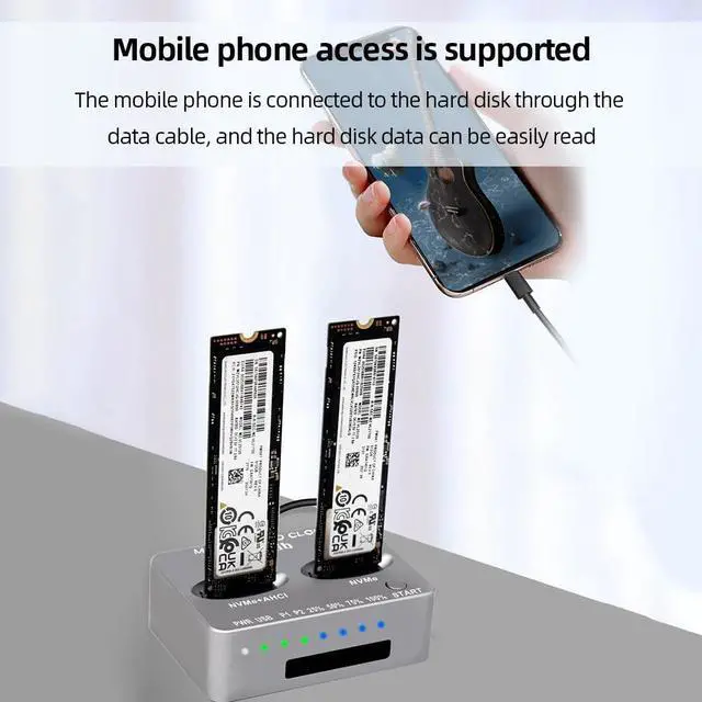 Alt view image 5 of 5 - M.2 NVMe SSD Dock AHCI Duplicator Cloner USB3.2 20G SSD Dual-Bay Offline Clone USB C to NVME Docking Station Mobile Hard Drives Dock for Mac Window Linux
