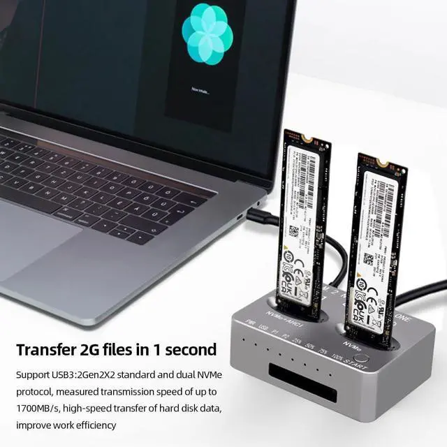 Alt view image 3 of 5 - M.2 NVMe SSD Dock AHCI Duplicator Cloner USB3.2 20G SSD Dual-Bay Offline Clone USB C to NVME Docking Station Mobile Hard Drives Dock for Mac Window Linux
