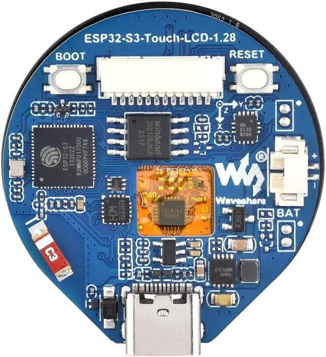 Alt view image 2 of 5 - ESP32-S3 Development Board Onboard 1.28inch Round Touch LCD Display,32-bit LX7 Dual-core Processor,Support 2.4 GHz Wi-Fi and Bluetooth 5(LE) ,Embedded GC9A01 Driver And CST816S Touch Control Chip