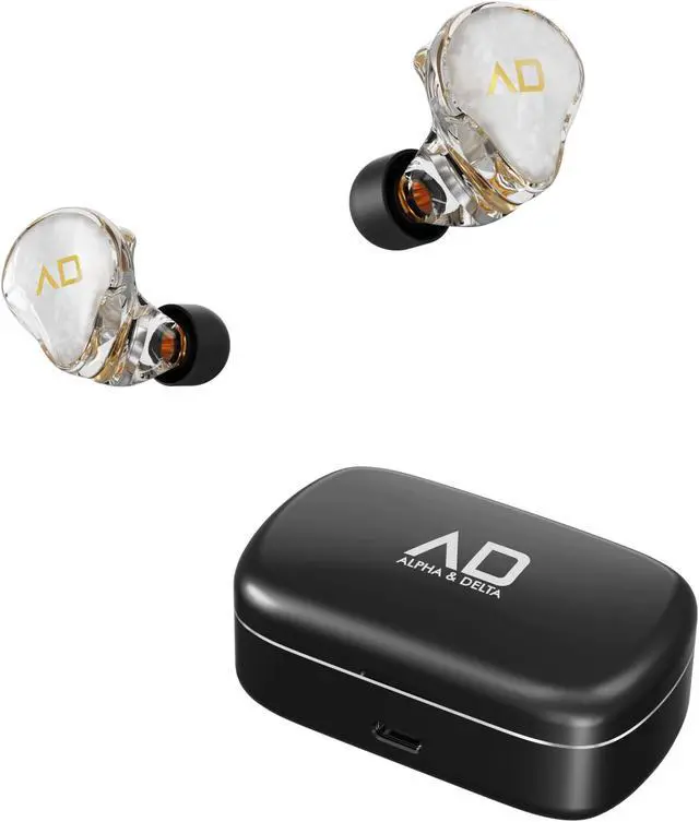 Main image of Alpha & Delta KS100 Resin-Based True Wireless Earphones with All Day Battery Life and Hybrid Drivers (Hybrid Drivers (1 DD + 1BA), White Faceplate)